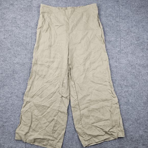 Tahari Pants Womens Large Linen Wide Leg Pull On Casual Lightweight Coastal - Picture 1 of 6